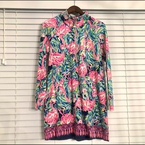 Lilly Pulitzer Skipper Popover Dress - Flamingo Print